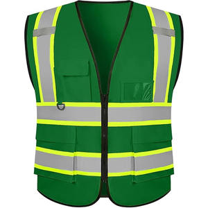 Chaleco reflectante de doble cara, personalizado, con múltiples bolsillos, ropa de seguridad reflectante, impermeable, chaleco de alta visibilidad, chaquetas verdes de seguridad - Product Image 1