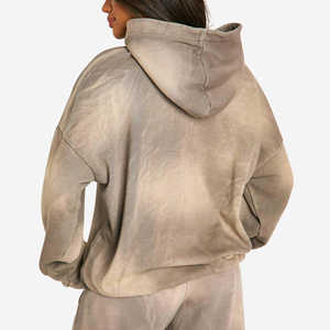 Wholesale Custom Made Sunfade Wash Hoodie Pullover 100% Cotton Long Sleeves Sun Fade Anti-pillingbreathablehodies for woman - Product Image 1