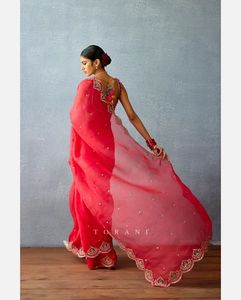 Sari de seda Rangoli clásico de moda, Sari indio de último diseño con hilo y Sari de trabajo de secuencia para suministro al por mayor - Product Image 4