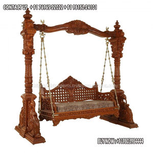 Jhula en bois de teck indien classique pour la maison Jhula indien pour Hall avec des chaînes en laiton Designer balançoire en bois vente DSTExports malaisie - Product Image 2