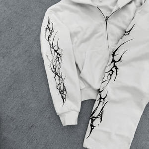 OEM Vêtements de rue pour hommes de haute qualité 100% coton Flare sérigraphié Survêtement surdimensionné avec capuche Plus Size Option - Product Image 2