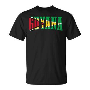 T-shirt Guyana Sports Style Retro Flag Pride nera media - Product Image 1