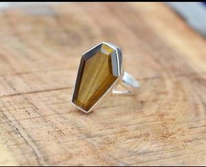 New 14x10mm Faceted <b>Tiger</b> <b>Eye</b> Bezel Setting Coffin Ring Brass Plated <b>Jewelry</b> for Father's Day Gift <b>Jewelry</b> for Happy New Year - Product Image 1