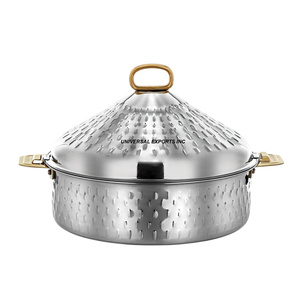 Pot en métal dernière tendance pour Emirates Ensemble de trois casseroles à double paroi Forme ronde Fantaisie nouveau chauffe-aliments en métal - Product Image 4