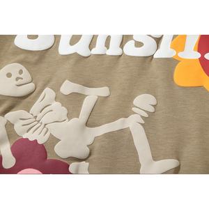 OEM de alta calidad personalizado cráneo Puff estampado verano Camisetas cuello redondo para hombres Unisex Oversize 100% algodón manga corta Camiseta hombres - Product Image 6