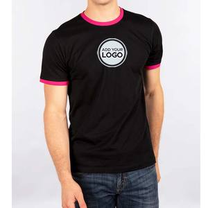 T-shirt athlétique à col rond pour homme FORGO SPORTS, coupe ajustée, 100% coton, tee-shirt à bordure contrastée - Product Image 1