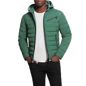 SAGELY SPORTS Men's Stylish Winter Puffer Jacket High Quality <b>Canvas</b> Hooded Stand Collar Breathable Zipper Closure Warm Blank - Product Image 1