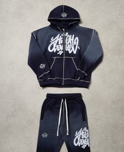 High Quality Custom Casual Clothing Blank Plain Vintage <b>Pullover</b> Tracksuits Set for <b>Men</b> Top Selling Sweat Suits For Man - Product Image 2