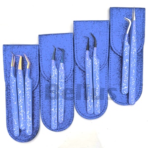 Pince à épiler en acier inoxydable avec revêtement en caoutchouc pour extension de cils Ventilateurs de volume avec logo personnalisé Poignée bleue Tous les types de pointes Nouveaux modèles Testé à la main - Product Image 6