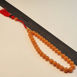 Collier de prière islamique classique en perles de résine imitation ambre orange, style Tasbih Misbaha - Product Image 3