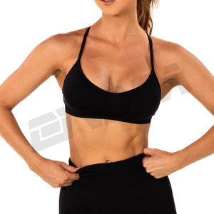 Nouveau soutien-gorge de sport dos nu pour femmes couleur unie Yoga Gym Fitness haut avec anneau élégant détail conception antichoc - Product Image 1