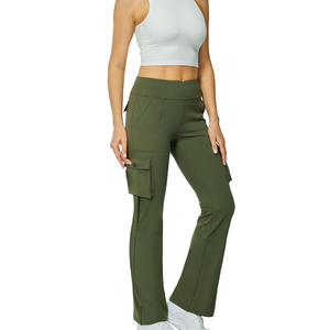 Pantalones acampanados de mujer de color sólido de nuevo diseño totalmente personalizados/pantalones acampanados de mujer de secado rápido a precio asequible - Product Image 1