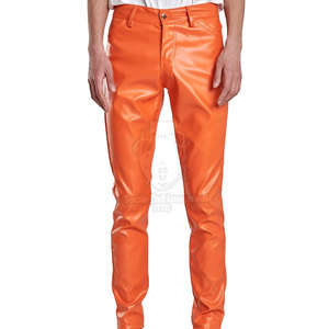 Pantalon en cuir délavé léger et décontracté pour homme, coupe droite, taille mi-haute, design sur mesure, le plus vendu en gros - Product Image 1