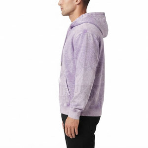 Sudadera con capucha de diseño popular con efecto lavado ácido y cremallera completa para hombre, estilo casual de invierno, ajuste cómodo, ropa de moda urbana 100% - Product Image 3
