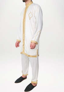 Ensemble de 2 thobes marocains brodés pour hommes, vêtements traditionnels d'été de qualité supérieure, élégants, confortables, modernes, ethniques, au crochet - Product Image 2