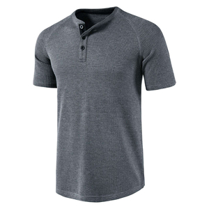 High Quality Customized <b>Men's</b> Plus Size <b>Henley</b> <b>Shirts</b> Top Design Versatile Soft Breathable 100% Cotton Fabric for Any Season - Product Image 1