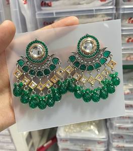 INDIAN LATEST TRADITIONAL KUNDAN HIGH <b>GOLD</b> PLATED WITH PEARL DESIGNER BEAUTIFUL FANCY KUNDAN EARRINGS <b>SET</b> for WOMEN and GIRLS - Product Image 2