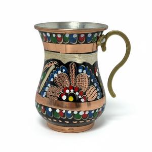 <b>Copper</b> Enamel Bohemian Design Heat Resistant Stemmed <b>Cup</b> & Jug with Handle - Product Image 3