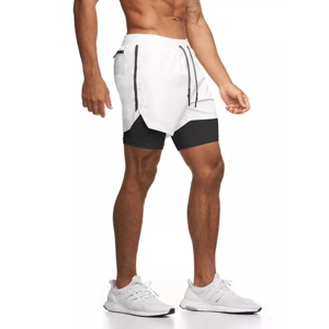 Mens Sports Running Shorts Gym Training Fitness Bottoms Double <b>Layer</b> With Pocket - Product Image 2