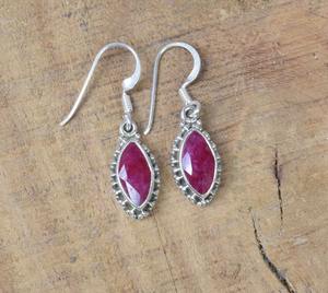 Rubis pierres précieuses bijoux pour femmes argent Boho Style boucles d'oreilles bijoux 925 en argent Sterling tendance boucles d'oreilles faites à la main cadeau pour maman - Product Image 1