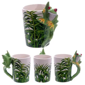 Taza Moderna con Diseño 3D de Rana, Apta para Lavavajillas y Microondas, de Cerámica, con Tapa para Bebidas Calientes, 400 ml - Product Image 2
