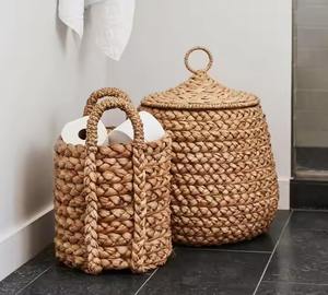 Customized Seagrass Woven <b>Baskets</b> Latest Collection Decorative <b>Rattan</b> Water Hyacinth Clothing <b>Laundry</b> Hamper Home Organizer - Product Image 3