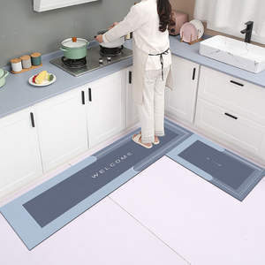 Ensemble de tapis de sol de cuisine modernes sur mesure, en polyester, avec couche absorbante et dos antidérapant en caoutchouc, lavable, décoration intérieure - Product Image 1