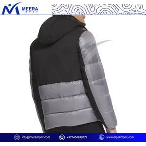 Chaqueta acolchada negra y gris para hombre, chaqueta acolchada para exteriores con cuello levantado, abrigo de burbujas de invierno, resistente al agua a prueba de viento, chaqueta alta con capucha, suministro ODM - Product Image 4