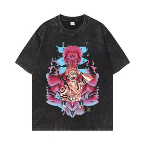 Camiseta de gran tamaño con gráfico de anime de algodón 100% de alta calidad, Impresión de lavado ácido Popular con logotipo y diseño personalizados - Product Image 6