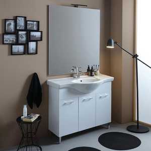 105cm 3-<b>Door</b> White Ravenna Lamp Bathroom Cabinet with 100x110 <b>Mirror</b> for Export Sink - Product Image 1