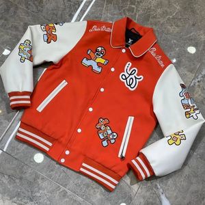 Veste de baseball en cuir PU pour homme, style décontracté, orange, 50% laine, broderie personnalisée, veste universitaire XS pour l'hiver, service OEM - Product Image 1