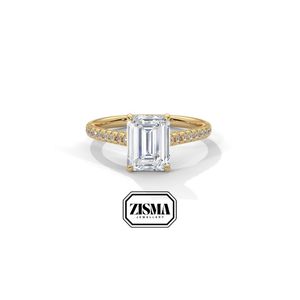 Timeless 14K Gold Pave Band Ring con 1,5 Quilates Emerald Lab Diamond IGI Certified Personalizable para regalos nupciales o de lujo - Product Image 1