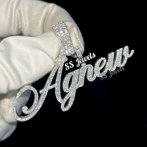 Custom VVS Moissanite Diamond <b>Name</b> Bustdown <b>Pendant</b> 925 Silver Iced Round Rapper Style <b>Necklace</b> Hip Hop Style Gift - Product Image 1