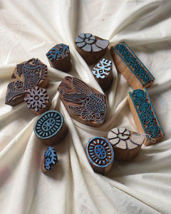 Bloque de Impresión de Madera con Diseño Floral y de Peces Hecho a Mano |   Bloques de Impresión Indios, Madera de Teca - Product Image 2