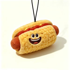 Customized Hot Dog Plush Pouch, Hot‑Dog‑Shaped Plush Coin <b>Purse</b>, Fast‑Food‑Themed Plush Zipper Bag - Product Image 1