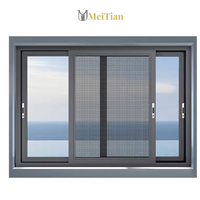 Ventanas Corredizas de Aluminio Anodizado de 3 Paneles con Malla, Diseño Vertical Fijo, Modernas y de Lujo para el Hogar