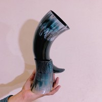 Viking Ox corne tasse verre à Shot et ouvre-bouteille (ensemble de 6 pièces) authentique Mead et bière Tankard Vintage Stein avec poignée avec sac