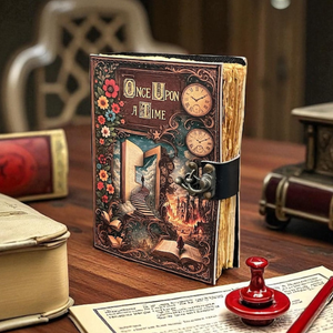สมุดบันทึกหนังวินเทจ Once Upon a Time สมุดวาดภาพลายเส้น Book of Shadows ปกพิมพ์ลาย 200 หน้า สมุดบันทึกทำมือ Grimoire Diary - Product Image 6