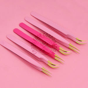 Pinza para extensión de pestañas con punta de fibra personalizada, punta de diamante a 90 grados, punta puntiaguda antideslizante, herramienta para aplicación de pestañas - Product Image 2