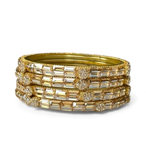 Luxury Ethnic Flower Style <b>Pearl</b> Emerald Cut Glass Bangle Wedding Wear Assorted Sizes High Demand Ready to Ship <b>for</b> <b>Women</b> - Product Image 3