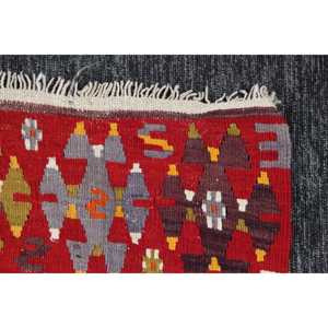 พรมวินเทจ ขนาด 6.1x10.8 ฟุต พรมตุรกี พรมคิลิมสีแดงลายเรขาคณิตสีรุ้ง - Product Image 5