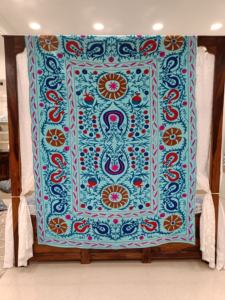Embroidered Colorful Suzani <b>Throw</b> Indian Cotton Blanket Wall Hanging Bedding Bedspread <b>Double</b> <b>Bed</b> Cover <b>Throw</b> Blanket - Product Image 5
