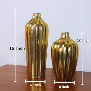 Premium Golden Aurora's Embrace Florero de metal decorativo Diseño moderno Plantas de flores de hierro para el hogar Oficina Sala de estar Dormitorio Decoración - Product Image 5