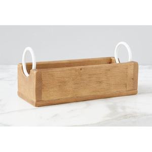 Plateau de rangement élégant en bois noir avec poignées en métal, design rectangulaire élégant, organisateur stylé pour la décoration de table à la maison - Product Image 5