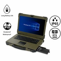 Ordinateur portable industriel robuste 15,6 pouces IP65, I7 11390H RTX 4060 8G, anti-poussière, étanche, vert militaire, OEM personnalisable