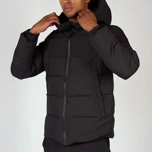 OEM Custom Logo <b>Warm</b> Simple Style Winter Quilted Down Coat Hooded Puffer <b>Jackets</b> Zip up Down <b>Jacket</b> for <b>Men</b> - Product Image 5