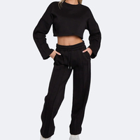 Ensemble de survêtement polaire écoresponsable pour femme grande taille, avec sweat à capuche court boutonné et pantalon évasé, style urbain, pour l'hiver, le sport et l'entraînement