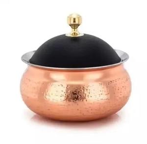 Fantastique marmite en acier inoxydable or rose casserole de service décorative ustensiles de cuisine classiques chauffe-aliments ronds en métal de table - Product Image 2