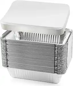 Contenants d'emballage alimentaire revêtements de cuisson ronds casseroles en aluminium assiettes en papier d'aluminium 9 pouces avec couvercle transparent assiette ronde jetable de 8 pouces