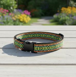 Ensemble laisse et collier pour chien, laisse moderne en polyester tissé avec rubans, collier à boucle réglable, crochet pivotant en métal durable - Product Image 3